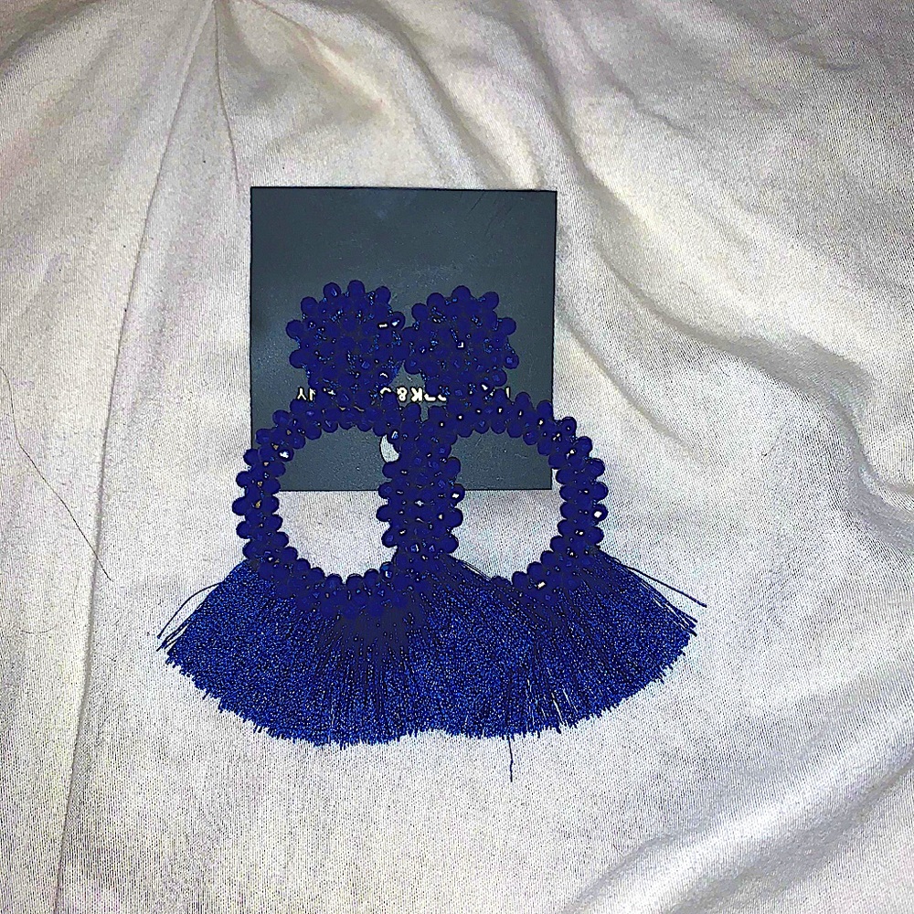 Blue fringe earrings